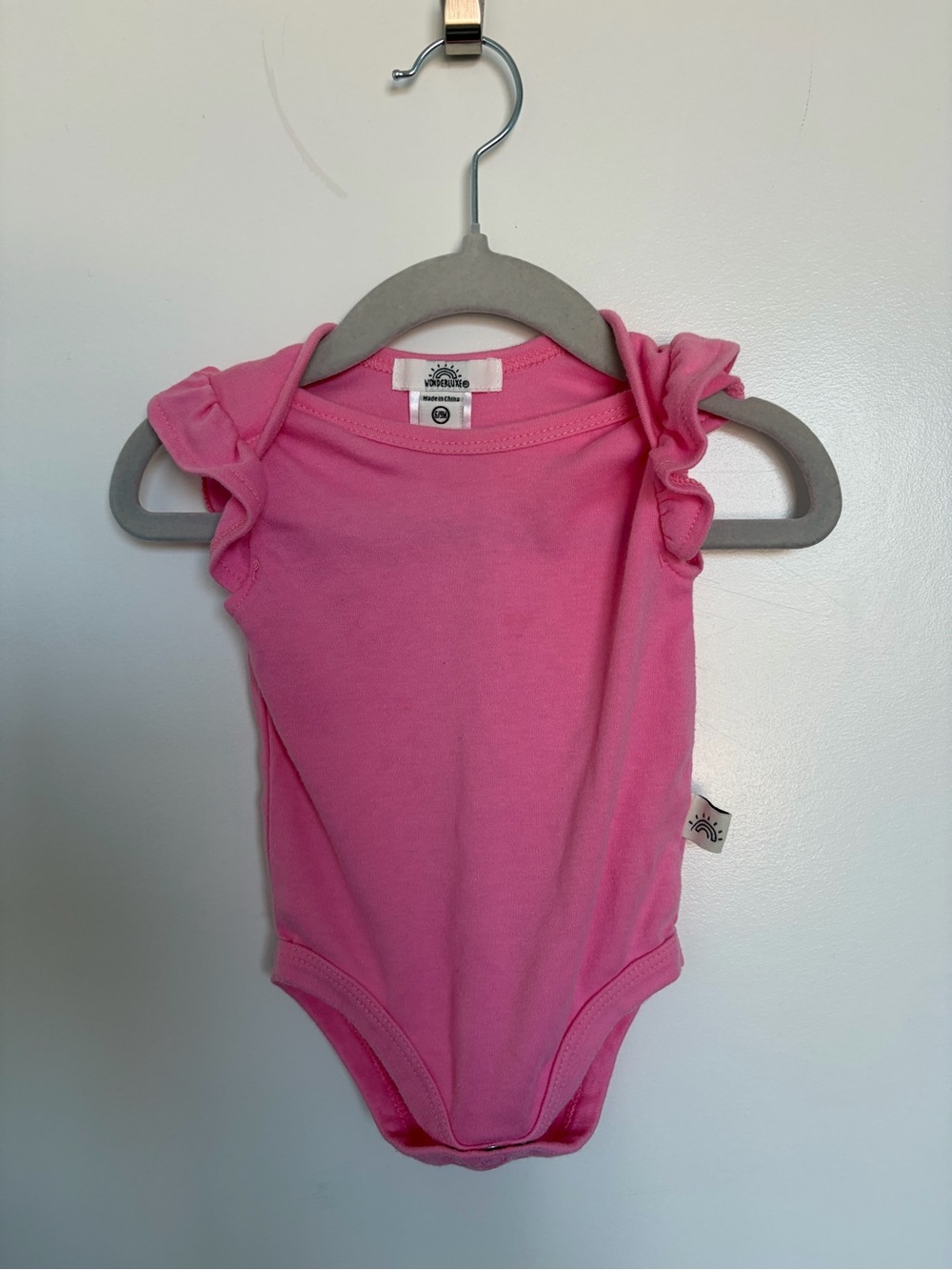 Pink Ruffle Sleeve One-Piece Bodysuit - 0-3M